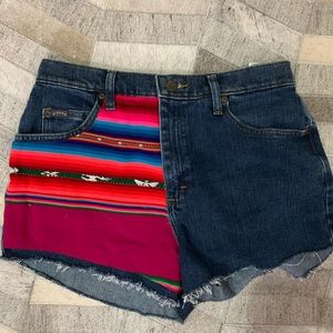 Denim shorts with custom pattern